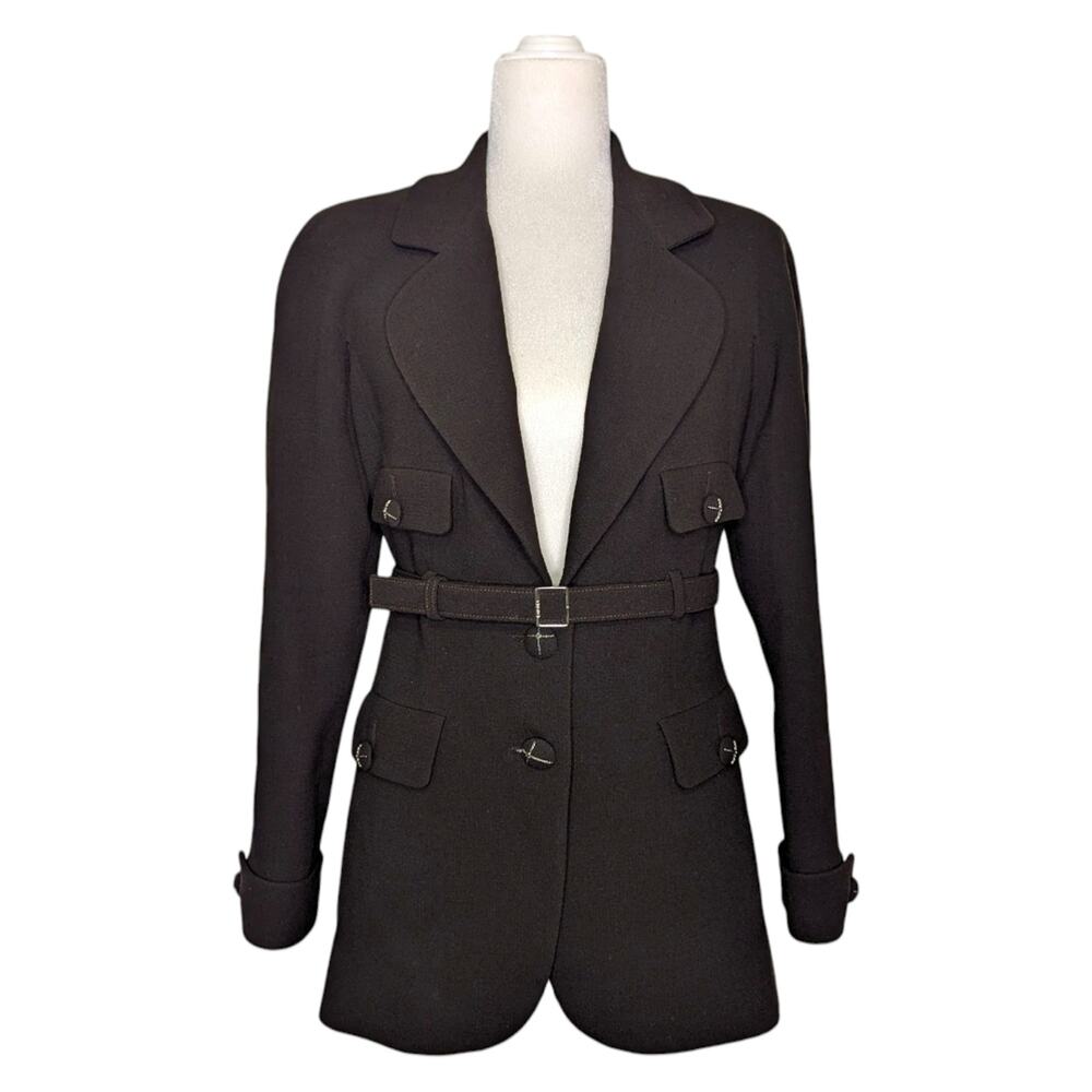 Chanel 2007 Paris-Monte Carlo Belted Wool Jacket Blazer CC Buttons Black 40 - Picture 3 of 14